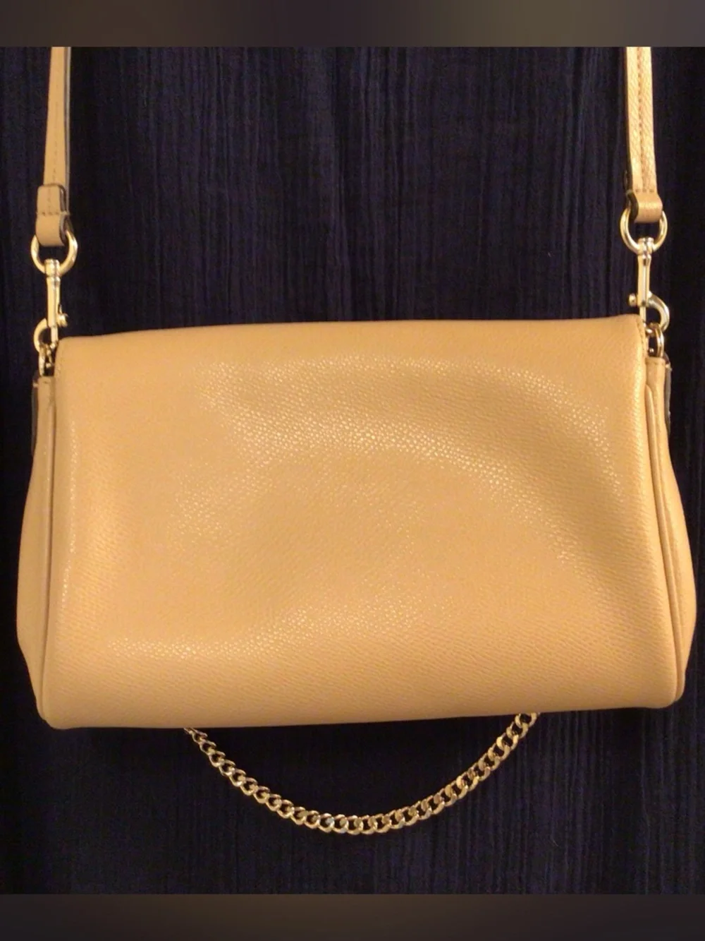COACH / Beige Mini Ruby Leather Crossbody Bag with Gold Chain & Leather Strap - Picture 5 of 14
